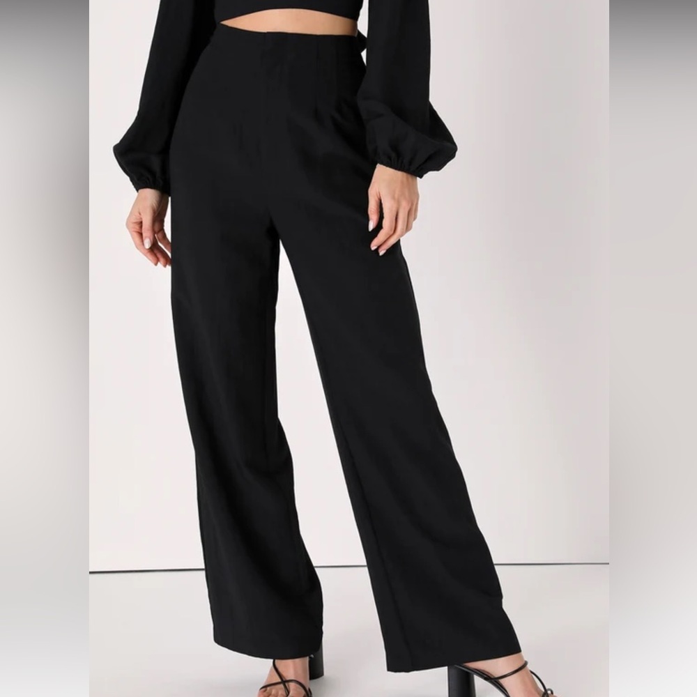 Stylish Impulse Black High Rise Wide-Leg Trouser Pants